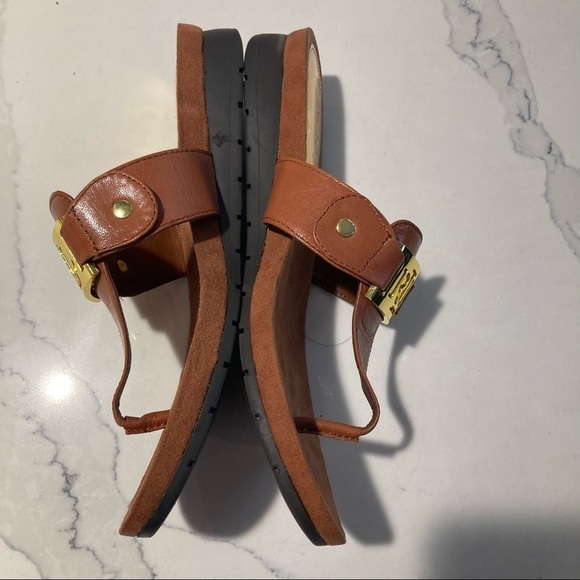 RALPH LAUREN RLR Sz 6 Leather Metal Embellishment Thong Comfort Slide Sandals - Picture 4 of 9